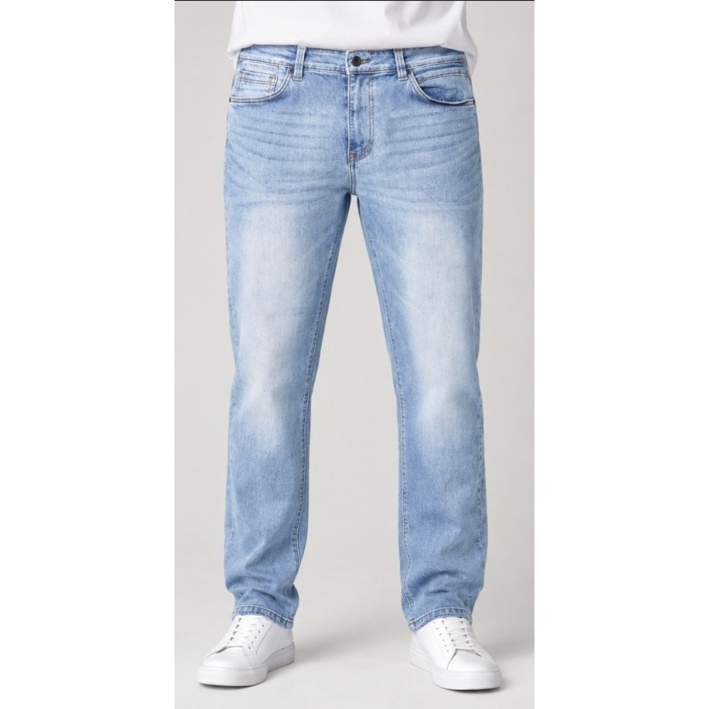 Kenneth Cole Jeans Athletic Fit Straight Leg Light Wash Stretch Denim Mens 36x32